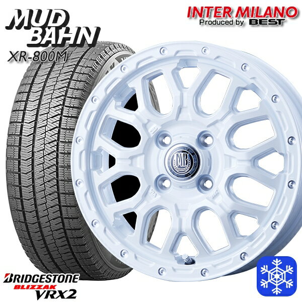 スタッドレスタイヤホイール4本セット 165/60R15 ハスラー ソリオ 2020〜2021年製 ブリヂストン ブリザック VRX2 インターミラノ マッドバーン XR-800M PWH/PP 15インチ 4.5J 4H100+45