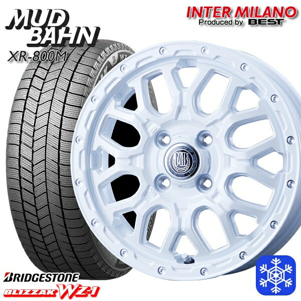 スタッドレスタイヤホイール4本セット 165/60R15 ハスラー ソリオ 2025年製 ブリヂストン ブリザック WZ1 インターミラノ マッドバーン XR-800M PWH/PP 15インチ 4.5J 4H100+45