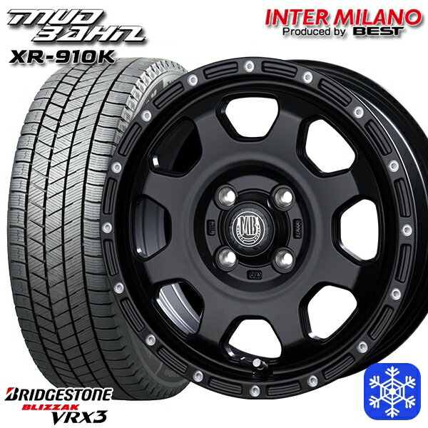 スタッドレスタイヤホイール4本セット 165/65R15 タフト ソリオ デリカD2 2023〜2024年製 ブリヂストン ブリザック VRX3 インターミラノ マッドバーン XR-910K MBK/PP 15インチ 4.5J 4H100