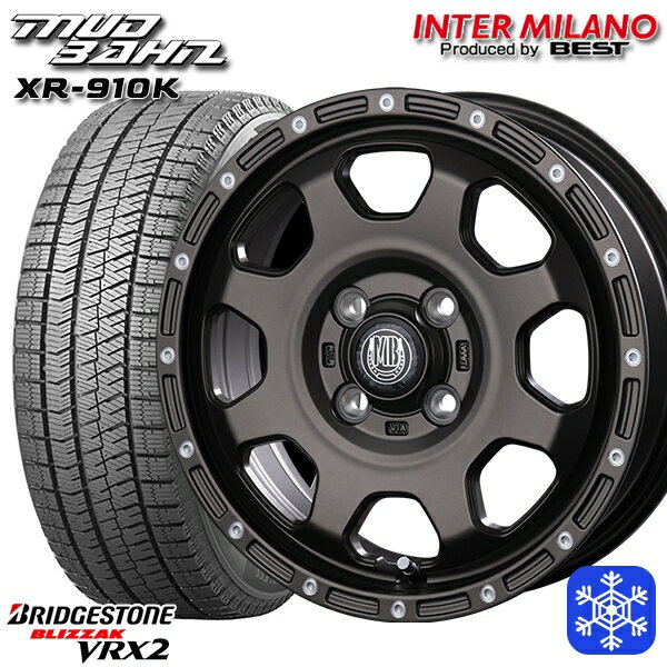 スタッドレスタイヤホイール4本セット 155/65R14 N-BOX タント 2023〜2024年製 ブリヂストン ブリザック VRX2 インターミラノ マッドバーン XR-910K MBR/PP 14インチ 4.5J 4H100