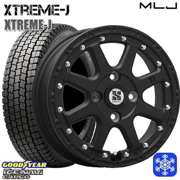 スタッドレスタイヤホイール4本セット 145R12 6PR （145/80R12） 2024〜2025年製 グッドイヤー アイスナビカーゴ MLJ エクストリームJ フラットブラック 12インチ 4.0J 4H100