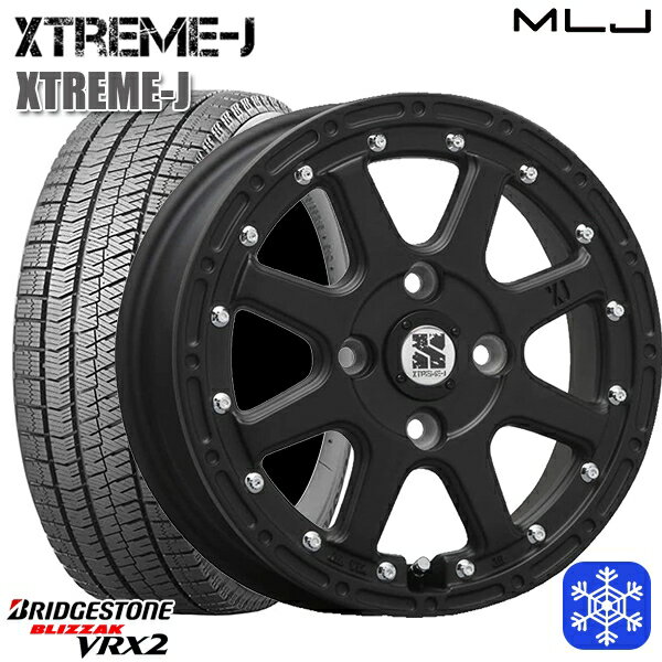 スタッドレスタイヤホイール4本セット 155/65R14 N-BOX タント 2023〜2024年製 ブリヂストン ブリザック VRX2 MLJ エクストリームJ フラットブラック 14インチ 4.5J 4H100
