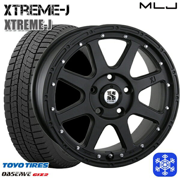 スタッドレスタイヤホイール4本セット 205/55R16 アクセラ リーフ 2023〜2024年製 トーヨー オブザーブ ギズ2 MLJ エクストリームJ フラットブラック 16インチ 7.0J 5H114.3
