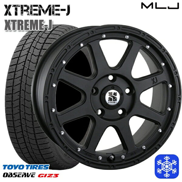 スタッドレスタイヤホイール4本セット 215/50R17 マツダ3 セレナ 2024年製 トーヨー オブザーブ ギズ3 MLJ エクストリームJ フラットブラック 17インチ 7.5J 5H114.3