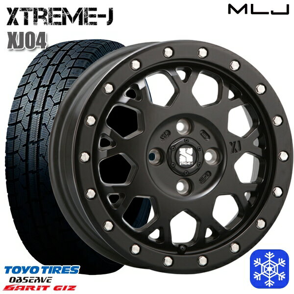 スタッドレスタイヤホイール4本セット 165/55R14 モコ ルークス 2022〜2023年製 トーヨー ガリット ギズ MLJ エクストリームJ XJ04 サテンブラック 14インチ 4.5J 4H100