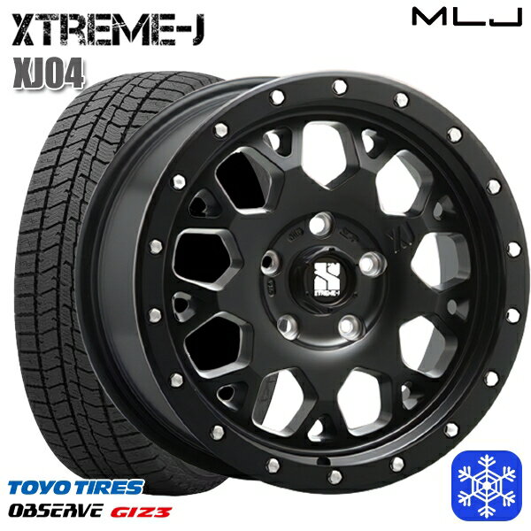 スタッドレスタイヤホイール4本セット 205/60R16 エスティマ マツダ3 2024年製 トーヨー オブザーブ ギズ3 MLJ エクストリームJ XJ04 サテンブラック 16インチ 7.0J 5H114.3
