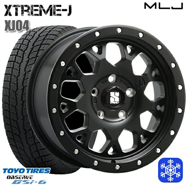 スタッドレスタイヤホイール4本セット 215/70R16 100Q デリカD5 2022〜2023年製 トーヨー オブザーブ GSi-6 MLJ エクストリームJ XJ04 サテンブラック 16インチ 7.0J 5H114.3