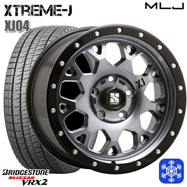 スタッドレスタイヤホイール4本セット 205/55R16 アクセラ リーフ 2023年製 ブリヂストン VRX2 MLJ エクストリームJ XJ04 GB/スモーククリア 16インチ 7.0J 5H114.3