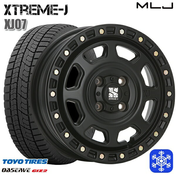 スタッドレスタイヤホイール4本セット 155/65R13 モコ ルークス 2022〜2023年製 トーヨー オブザーブ ギズ2 MLJ エクストリームJ XJ07 サテンブラック 13インチ 4.0J 4H100