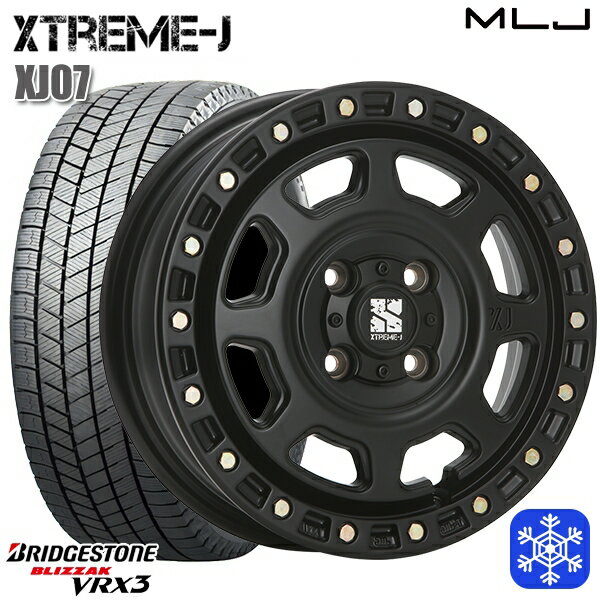 【取付対象】165/55R14 モコ ルークス 2022〜2023年製 ブリヂストン ブリザック VRX3 MLJ エクストリームJ XJ07 サテンブラック 14インチ 4.5J 4穴 100 スタッドレスタイヤホイール4本セット 送料無料