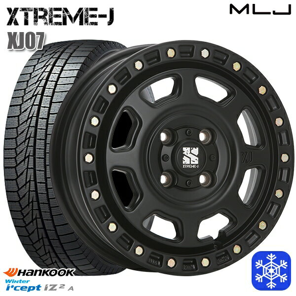 スタッドレスタイヤホイール4本セット 155/65R13 モコ ルークス 2022年製 HANKOOK ハンコック W626 MLJ エクストリームJ XJ07 サテンブラック 13インチ 4.0J 4H100