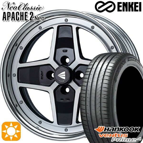 【取付対象】185/55R16 83H ハンコック veNtus PRime4 K135 ENKEI ネオクラシック アパッチ2 ネオ Hi Disk マシニングブラック 16インチ 6.0J 4H100 サマータイヤホイールセット