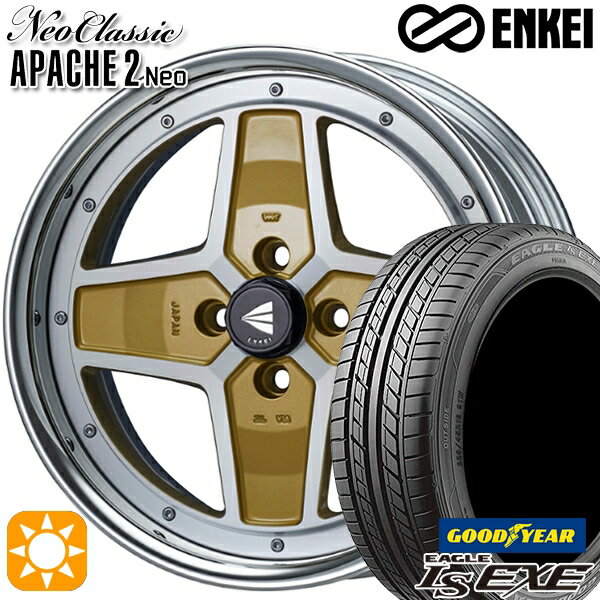 【取付対象】195/45R16 84W XL グッドイヤー イーグル LSEXE ENKEI エンケイ ネオクラシック アパッチ2 ネオ [Hi Disk] 16インチ 6.0J 4H100 マシニングゴールド サマータイヤホイールセット