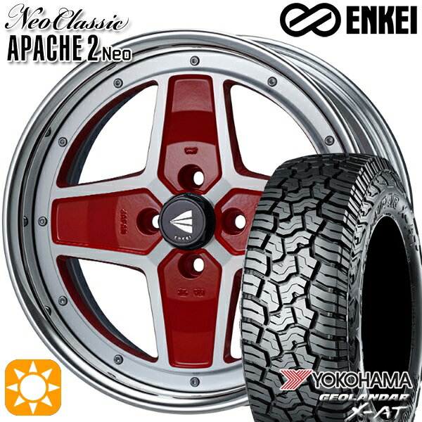 【取付対象】ライズ ロッキー LT215/70R16 100/97Q ヨコハマ ジオランダー X-AT G016 ENKEI ネオクラシック アパッチ2 ネオ [Hi Disk] マシニングレッド 16インチ 6.0J 4H100 サマータイヤホイールセット