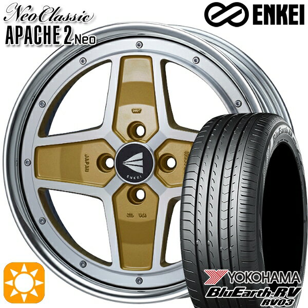 【取付対象】ライズ ロッキー 205/60R16 92H ヨコハマ ブルーアース RV03 ENKEI ネオクラシック アパッチ2 ネオ [Lo Disk] マシニングゴールド 16インチ 6.0J 4H100 サマータイヤホイールセット