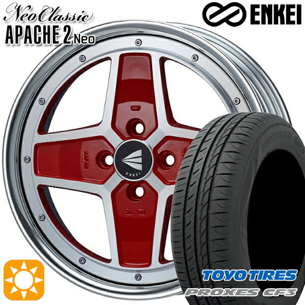 【取付対象】アクア クロスビー 185/55R16 87V XL トーヨー プロクセス CF3 ENKEI ネオクラシック アパッチ2 ネオ [Lo Disk] マシニングレッド 16インチ 6.0J 4H100 サマータイヤホイールセット