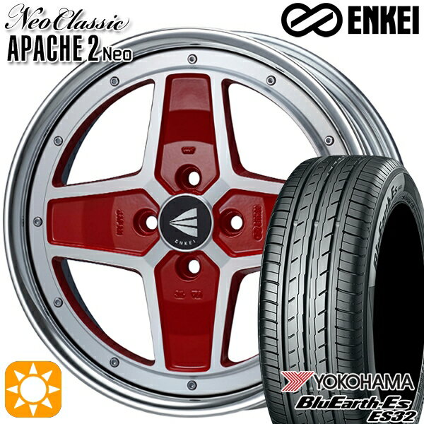 【取付対象】185/55R16 83V ヨコハマ ブルーアース ES32 ENKEI ネオクラシック アパッチ2 ネオ [Lo Disk] マシニングレッド 16インチ 6.0J 4H100 サマータイヤホイールセット