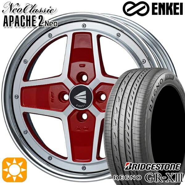 【取付対象】アクア ヤリス 195/45R17 81W ブリヂストン レグノ GR-X3 ENKEI ネオクラシック アパッチ2 ネオ [Lo Disk] マシニングレッド 17インチ 7.0J 4H100 サマータイヤホイールセット
