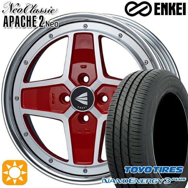 【取付対象】195/45R16 80W トーヨー ナノエナジー3プラス ENKEI ネオクラシック アパッチ2 ネオ [Lo Disk] マシニングレッド 16インチ 6.0J 4H100 サマータイヤホイールセット