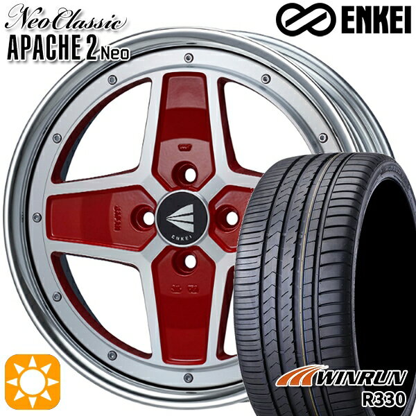 【取付対象】195/45R16 84V XL ウィンラン R330 ENKEI ネオクラシック アパッチ2 ネオ [Lo Disk] マシニングレッド 16インチ 6.0J 4H100 サマータイヤホイールセット