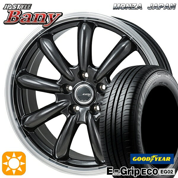 【取付対象】30/50プリウス カローラ 195/65R15 91H グッドイヤー エフィシェントグリップ EG02 モンツァ JPスタイル バーニー GM 15インチ 6.0J 5H100 サマータイヤホイールセット