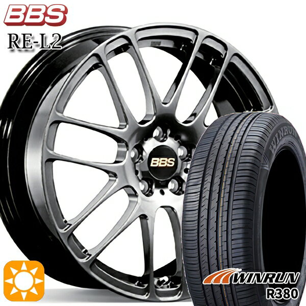 【取付対象】エルグランド クロスロード 215/65R16 98H ウィンラン R380 BBS RE-L2 ダイヤモンドブラック（DB） 16インチ 7.0J 5H114.3 サマータイヤホイールセット