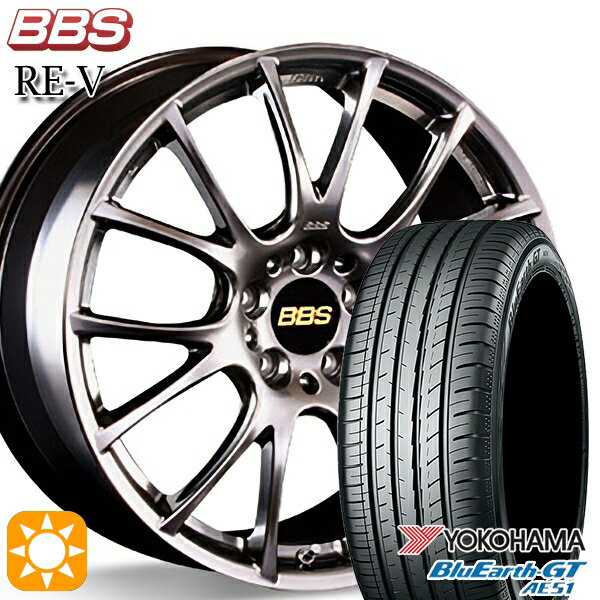 【取付対象】セレナ 215/40R18 89W XL ヨコハマ ブルーアースGT AE51 BBS RE-V ダイヤモンドブラック（DB） 18インチ 7.5J 5H114.3 サマータイヤホイールセット