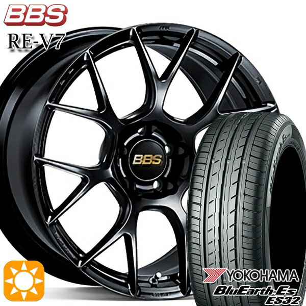 【取付対象】225/40R18 92W XL ヨコハマ ブルーアース ES32 BBS RE-V7 ブラック（BK） 18インチ 7.5J 5H114.3 サマータイヤホイールセット
