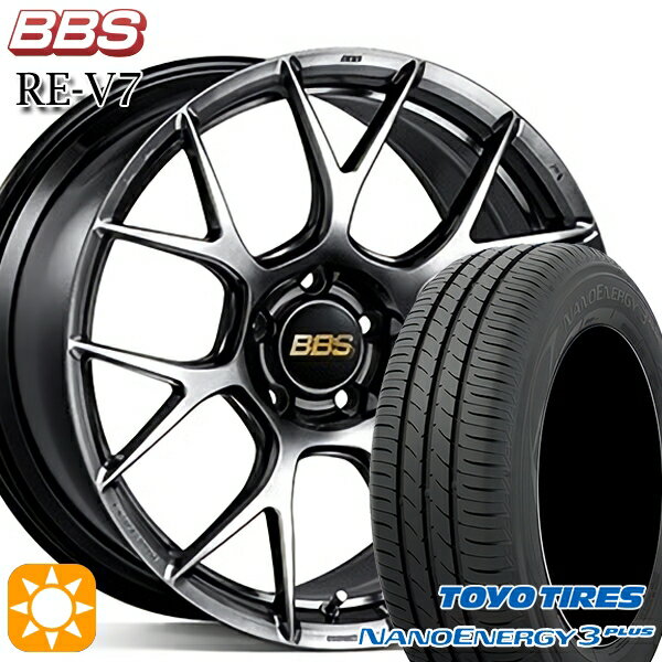 【取付対象】225/45R18 91W トーヨー ナノエナジー3プラス BBS RE-V7 ダイヤモンドブラック（DB） 18インチ 8.0J 5H114.3 サマータイヤホイールセット