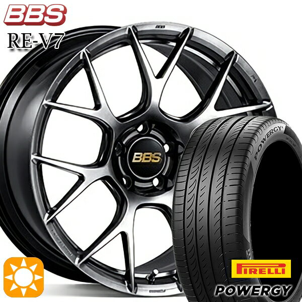 【取付対象】225/40R18 92W XL ピレリ パワジー BBS RE-V7 ダイヤモンドブラック（DB） 18インチ 7.5J 5H114.3 サマータイヤホイールセット