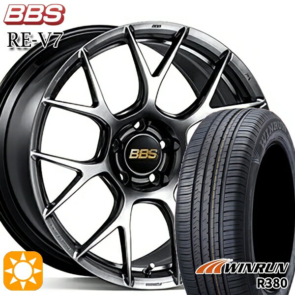 【取付対象】マツダ6 エクストレイル 225/60R18 104V XL ウィンラン R380 BBS RE-V7 ダイヤモンドブラック（DB） 18インチ 7.5J 5H114.3 サマータイヤホイールセット