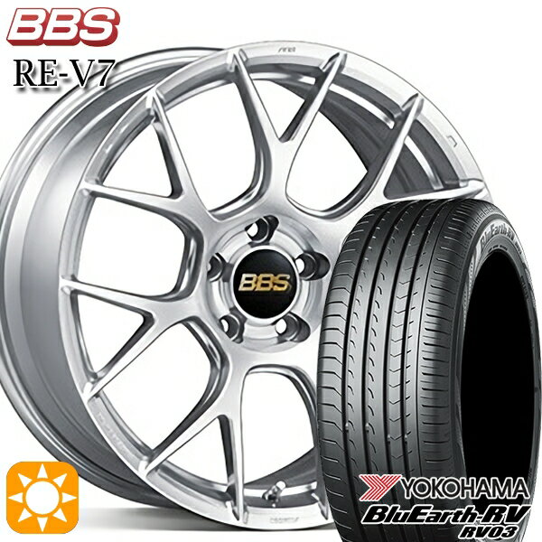 【取付対象】アウトランダー デリカD5 225/55R18 98V ヨコハマ ブルーアース RV03 BBS RE-V7 ダイヤモンドシルバー（DS） 18インチ 7.5J 5H114.3 サマータイヤホイールセット