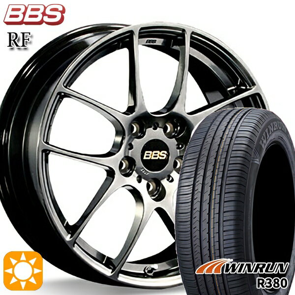 【取付対象】マツダ6 エクストレイル 225/60R18 104V XL ウィンラン R380 BBS RF ダイヤモンドブラック（DB） 18インチ 8.0J 5H114.3 サマータイヤホイールセット