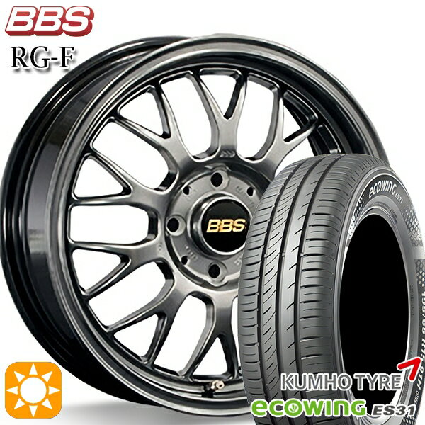 【取付対象】フィット アクア 185/60R15 84H クムホ エコウィング ES31 BBS RG-F ダイヤモンドブラック（DB） 15インチ 6.5J 4H100 サマータイヤホイールセット
