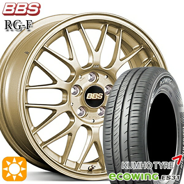 【取付対象】フィット アクア 185/60R15 84H クムホ エコウィング ES31 BBS RG-F ゴールド（GL） 15インチ 6.0J 4H100 サマータイヤホイールセット