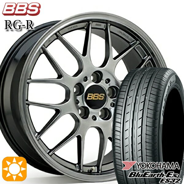 【取付対象】アウトランダー デリカD5 225/55R18 98V ヨコハマ ブルーアース ES32 BBS RG-R ダイヤモンドブラック（DB） 18インチ 7.5J 5H114.3 サマータイヤホイールセット