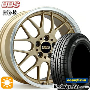 【取付対象】リーフ レヴォーグ 215/50R17 91V グッドイヤー エフィシェントグリップ エコ EG01 BBS RG-R ゴールドダイヤカット（GLD） 17インチ 7.5J 5H114.3 サマータイヤホイールセット