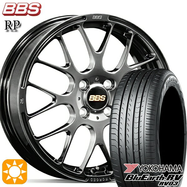 【取付対象】フィット アクア 185/60R15 84H ヨコハマ ブルーアース RV03 BBS RP ダイヤモンドブラック（DB） 15インチ 5.5J 4H100 サマータイヤホイールセット