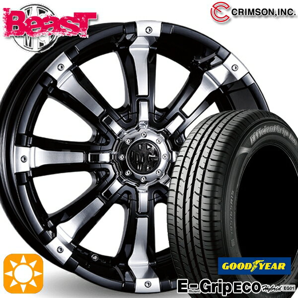 【取付対象】プリウスα ストリーム 205/60R16 92H グッドイヤー エフィシェントグリップ エコ EG01 クリムソン MG ビースト ブラックポリッシュ 16インチ 7.0J 10H114.3/127 サマータイヤホイールセット