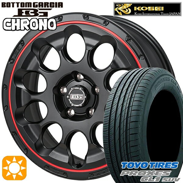 【取付対象】C-HR カローラクロス 215/60R17 96H トーヨー プロクセス CL1 SUV コーセイ ボトムガルシア クロノ セミグロスブラック/レッドリム 17インチ 7.0J 5H114.3 サマータイヤホイールセット