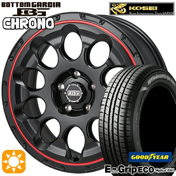 【取付対象】カムリ ヴェゼル 215/55R17 94V グッドイヤー エフィシェントグリップ エコ EG01 コーセイ ボトムガルシア クロノ セミグロスブラック/レッドリム 17インチ 7.0J 5H114.3 サマータイヤホイールセット