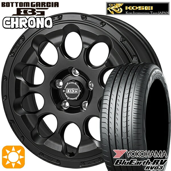 【取付対象】C-HR カローラクロス 215/60R17 96H ヨコハマ ブルーアース RV03 コーセイ ボトムガルシア クロノ セミグロスブラック 17インチ 7.0J 5H114.3 サマータイヤホイールセット
