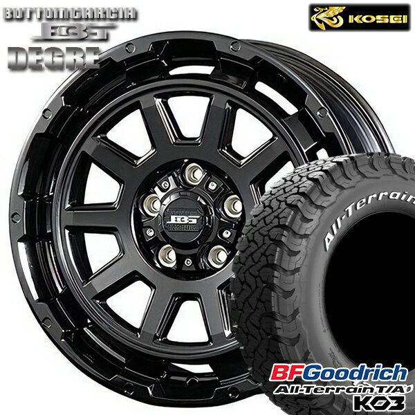 【取付対象】225/70R16 102/99S RWL BFグッドリッチ オールテレーン T/A KO3 コーセイ ボトムガルシア ディグレ グロッシーブラック 16インチ 6.5J 5H114.3 サマータイヤホイールセット