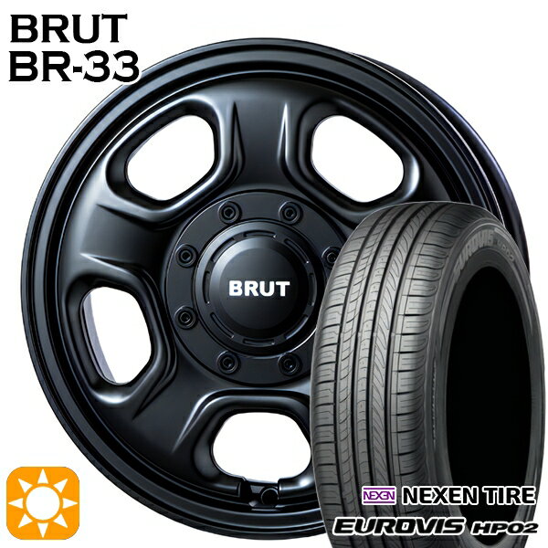 【最大2,000円OFFクーポン】155/65R14 ネクセン ロードストーン ユーロビズ HP02 BRUT ブルート BR-33 ミリタリーブラック 14インチ 4.5J 4H100 サマータイヤホイールセット