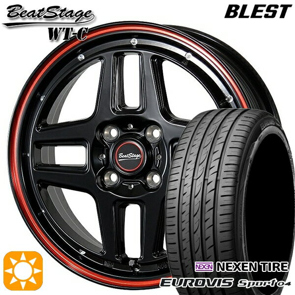 【取付対象】165/60R14 75H ロードストーン ユーロビズ Sport 04 ブレスト ビートステージ WT-C ブラックレッドライン 14インチ 4.5J 4H100 サマータイヤホイールセット