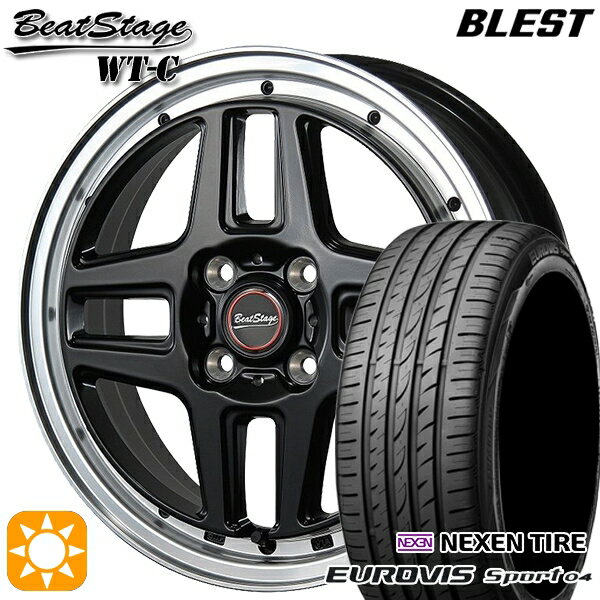 【取付対象】165/60R14 75H ロードストーン ユーロビズ Sport 04 ブレスト ビートステージ WT-C セミグロスブラック 14インチ 4.5J 4H100 サマータイヤホイールセット