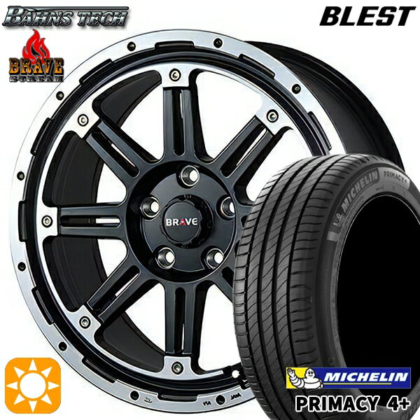 【取付対象】205/65R16 95H ミシュラン プライマシー4プラス ブレスト バーンズテック ブレイブ ストリーム セミグロスブラック 16インチ 7.0J 5H114.3 サマータイヤホイールセット