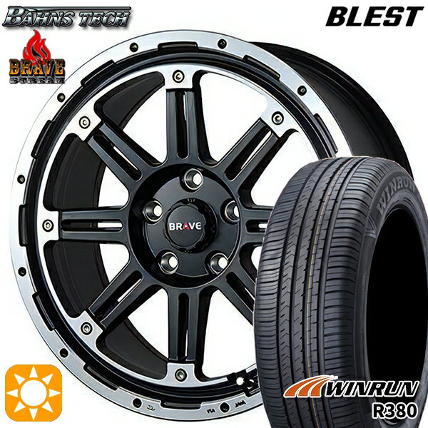 【取付対象】エスティマ ヤリスクロス 215/60R16 95H ウィンラン R380 ブレスト バーンズテック ブレイブ ストリーム セミグロスブラック 16インチ 7.0J 5H114.3 サマータイヤホイールセット