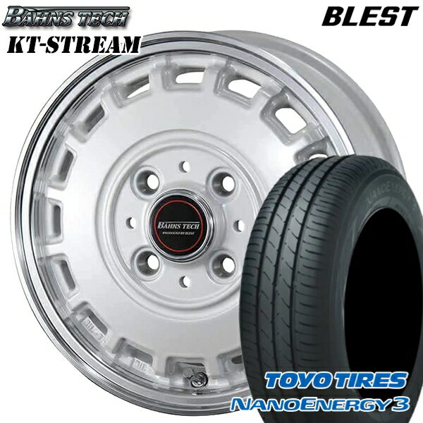 【取付対象】165/60R14 75H トーヨー ナノエナジー3 ブレスト バーンズテック KTストリーム パールホワイト 14インチ 4.5J 4H100 サマータイヤホイールセット