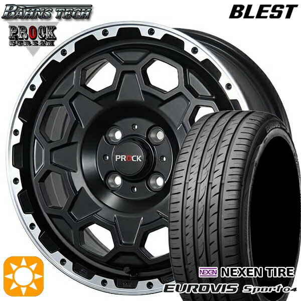 【取付対象】165/60R14 75H ロードストーン ユーロビズ Sport 04 ブレスト バーンズテック プロックストリーム セミグロスブラック 14インチ 4.5J 4H100 サマータイヤホイールセット